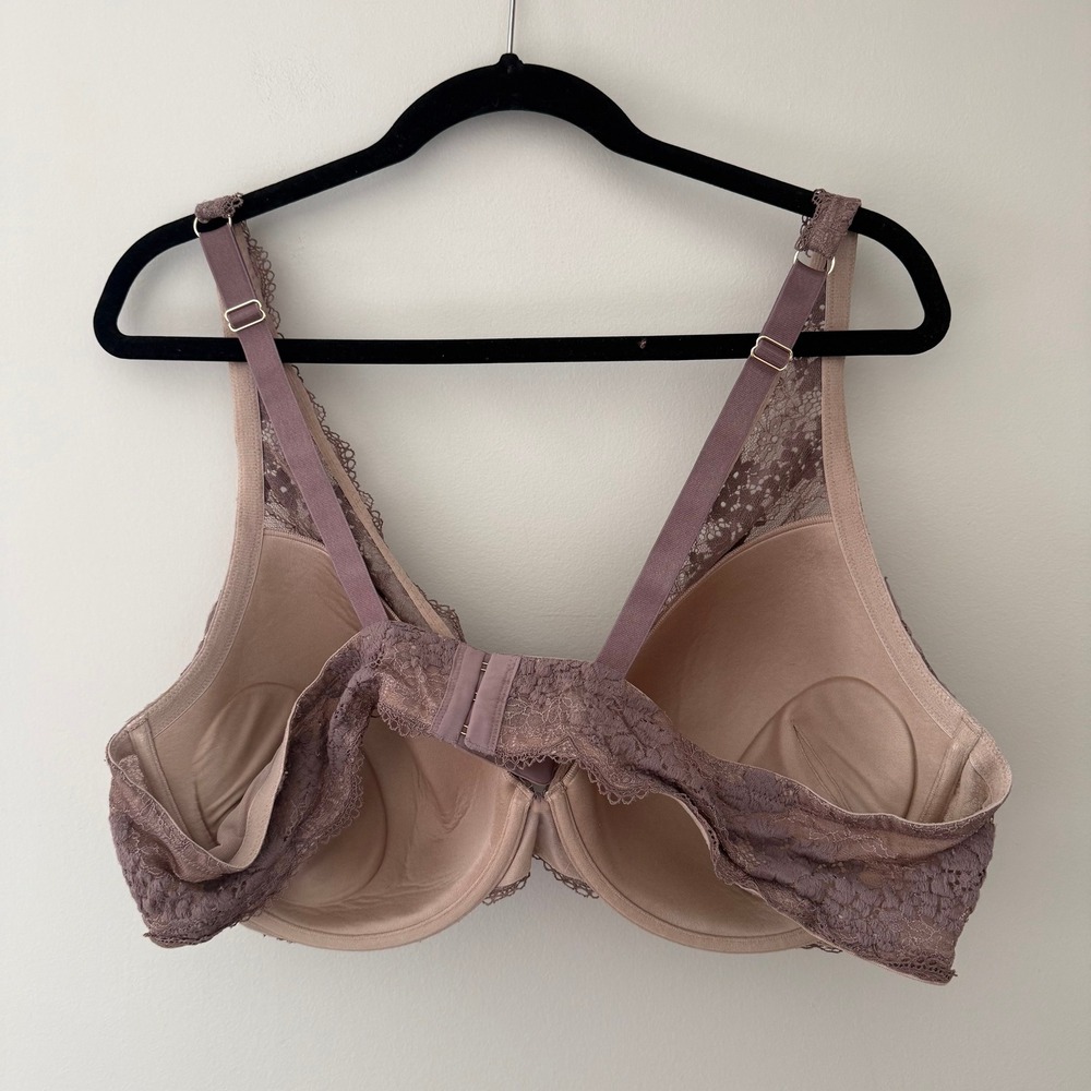 Third Love Lace Balconette Bra Mauve Pink Full Coverage Underwire Size 44C - Picture 2 of 4